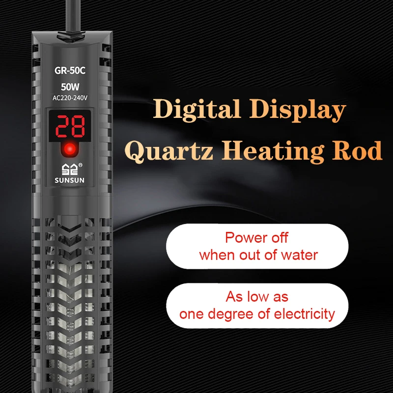Fish Tank Heater - Aquarium-Tauchheizgerät, Quarzglas, LCD-Display, 220V, digitaler Heizstab,