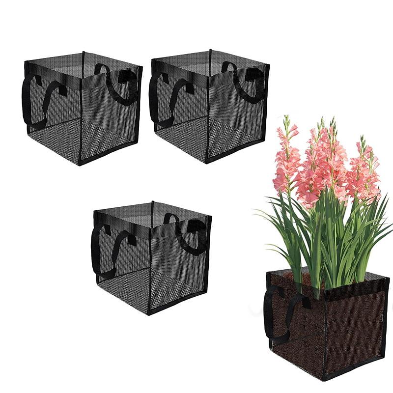 Aquarium Decor - 4 Stück schwarze Mesh-Teichpflanzkörbe, quadratisch, rund,